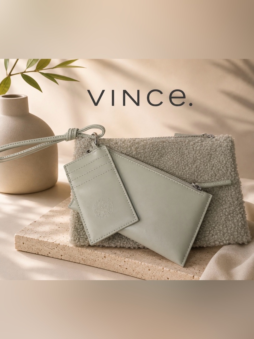 Vince Camuto Pale Mint Green Wristlet Clutch with Cardholder